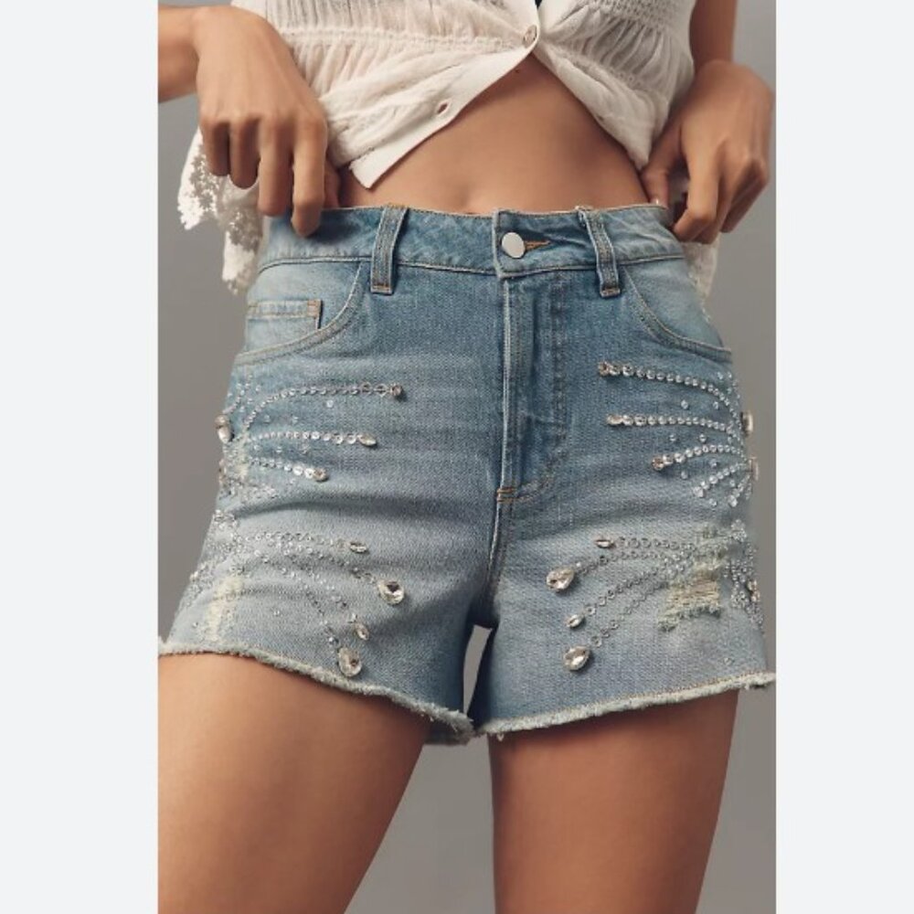 Pilcro Jewel-Encrusted Jean Shorts – Size 27 – NWT